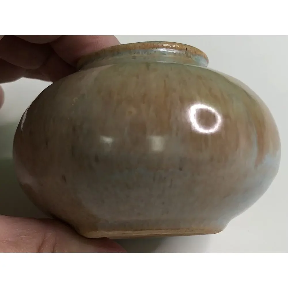 Vintage SHEARWATER Pottery Vase Jar Brown Blue Ocean Springs MS Mississippi